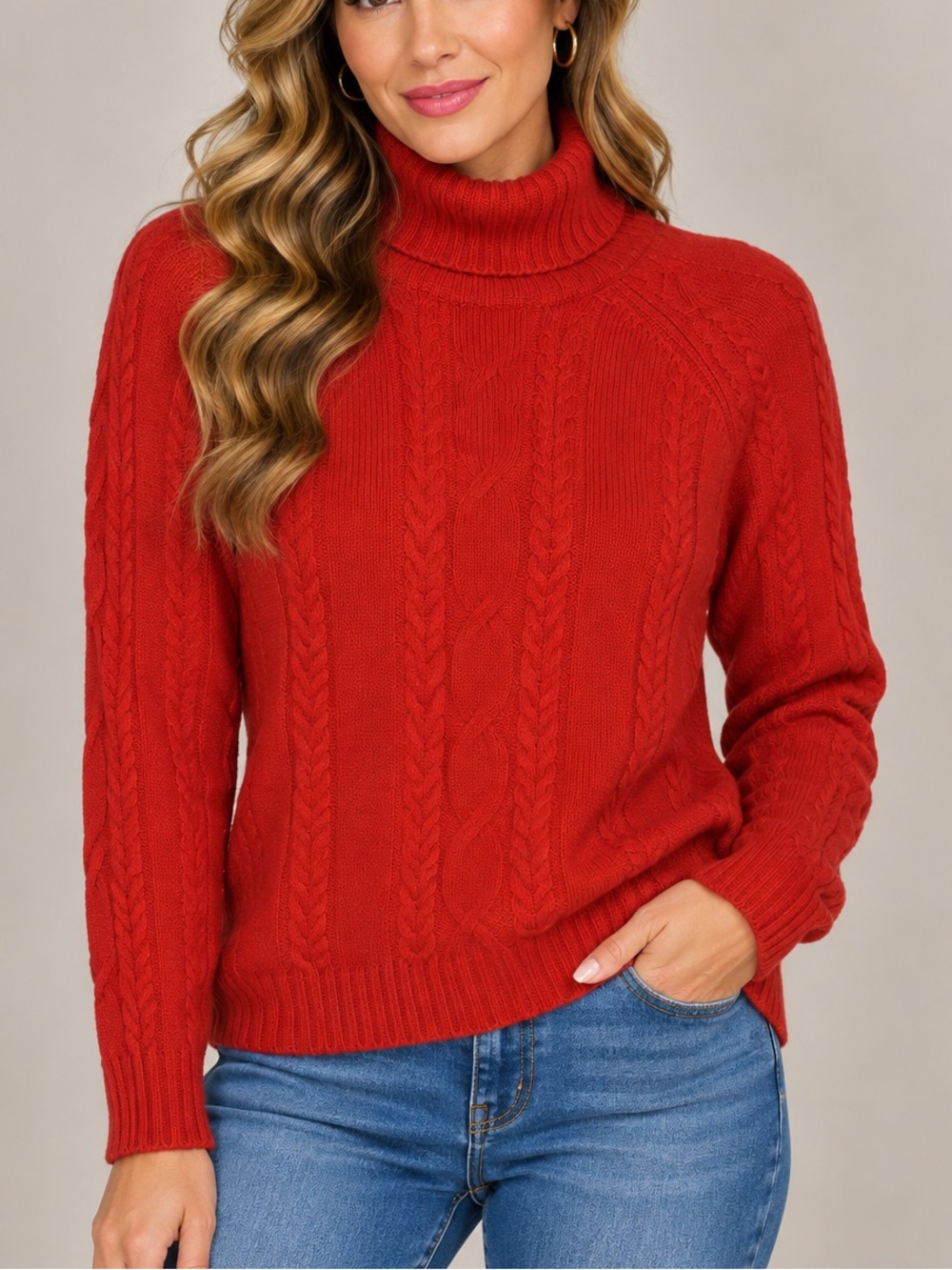 Overland Red Cashmere Turtleneck Sweater